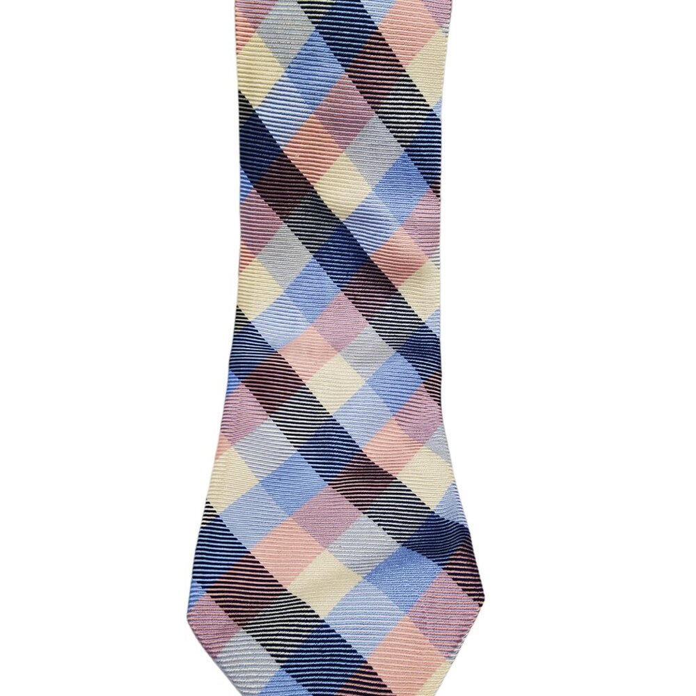 vintage mens breuer Blue White 100% silk ties